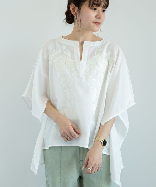 Green　Parks（グリーンパークス）の「・furry rate 刺繍スクエアブラウス＊（シャツ/ブラウス・レディース・オフホワイト/カーキ/ブラック/イエロー・FREE）」の19枚目の写真