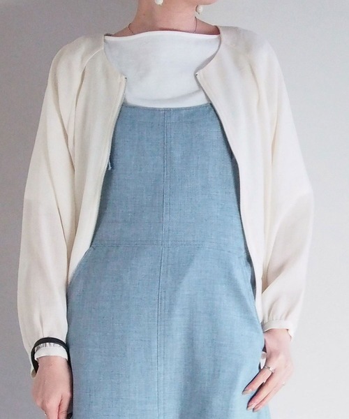 NICOLE white（ニコルホワイト）の「シアーブルゾン（ブルゾン・レディース・ブラック/オフホワイト/グリーン・FREE）」の2枚目の写真