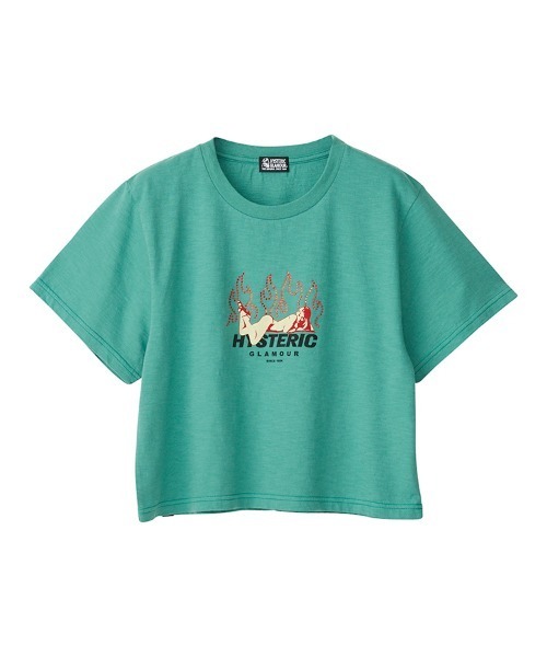 HYSTERIC GLAMOUR（ヒステリックグラマー）の「FIRE ショートTシャツ（Tシャツ/カットソー・レディース・ホワイト/ブラック/グリーン・FREE）」の4枚目の写真