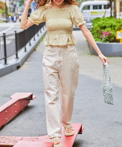 WEGO（ウィゴー）の「WEGO/2WAYシャーリングブラウス（シャツ/ブラウス・レディース・ホワイト/その他2/ブラック/アニマル/マルチ/その他1/その他3/グリーン系その他/その他5/その他4/ブルー系その他2/ベージュ系その他2・FREE）」の14枚目の写真