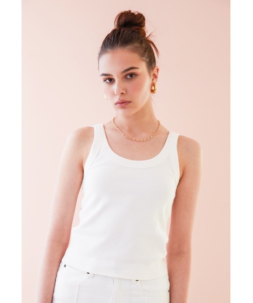ALEXIA STAM（アリシアスタン）の「【ViVi 9月号掲載】Round Neck Rib Tank Top/ラウンドネックリブタンクトップ（Tシャツ/カットソー・レディース・オレンジ/ホワイト/キャメル/チャコールグレー/カーキ/グレー/グレイッシュベージュ・FREE）」の8枚目の写真