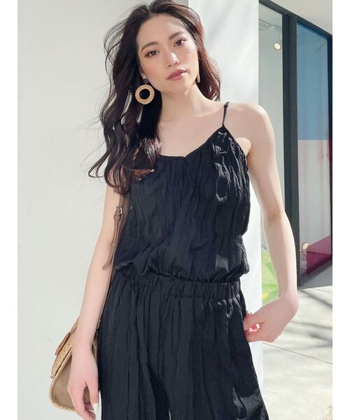 GYDA（ジェイダ）の「BACKレースアップワッシャープリーツロンパース（つなぎ/オールインワン・レディース・ブラック/ベージュ/アイボリー・FREE）」の7枚目の写真