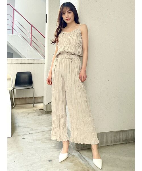 GYDA（ジェイダ）の「BACKレースアップワッシャープリーツロンパース（つなぎ/オールインワン・レディース・ブラック/ベージュ/アイボリー・FREE）」の13枚目の写真