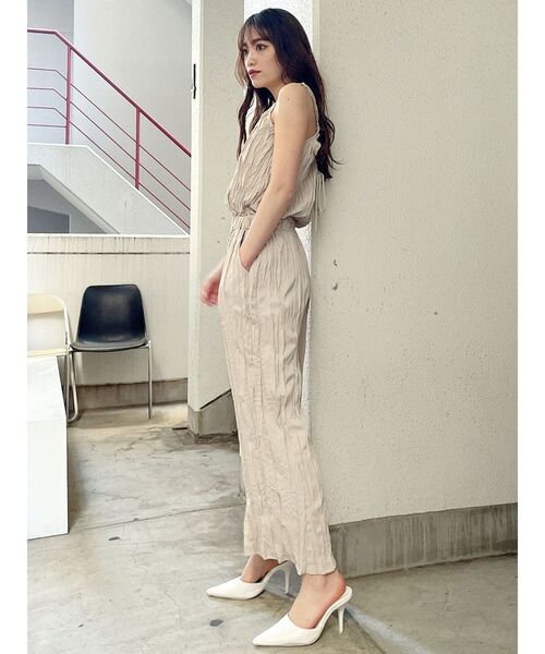 GYDA（ジェイダ）の「BACKレースアップワッシャープリーツロンパース（つなぎ/オールインワン・レディース・ブラック/ベージュ/アイボリー・FREE）」の16枚目の写真