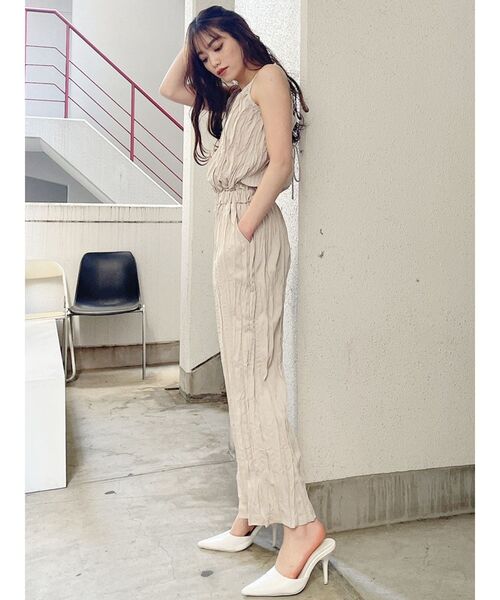 GYDA（ジェイダ）の「BACKレースアップワッシャープリーツロンパース（つなぎ/オールインワン・レディース・ブラック/ベージュ/アイボリー・FREE）」の17枚目の写真