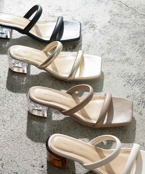 KOBE LETTUCE(コウベレタス)の「クリアヒールストリングサンダル(サンダル・レディース・ゴールド/アイボリー/グレイッシュベージュ/ブラック・L/M/LL/S)」の1枚目の写真