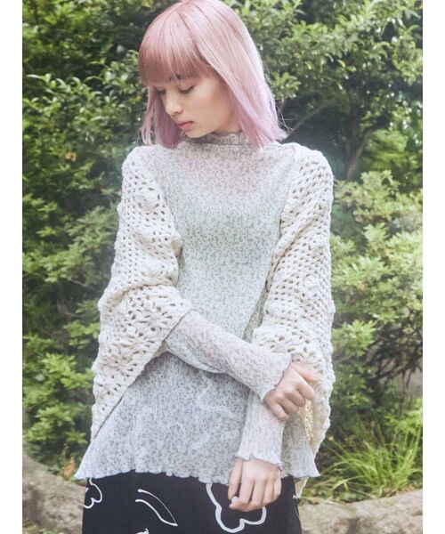 merry jenny（メリージェニー）の「floralシアーメロウtops（Tシャツ/カットソー・レディース・オフホワイト/ピンク/フレッシュイエロー・FREE）」の8枚目の写真