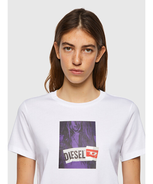 DIESEL(ディーゼル)の「レディース Tシャツ トップス カットソ- スリムフィット(Tシャツ/カットソー・レディース・ブラック/ホワイト・X-SMALL/LARGE/SMALL/MEDIUM)」の3枚目の写真