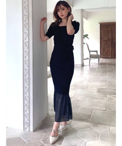 RESEXXY（リゼクシー）の「異素材ヘム2WAYワンピース（ワンピース・レディース・ブラック/アイボリー/ブルー・FREE）」の18枚目の写真