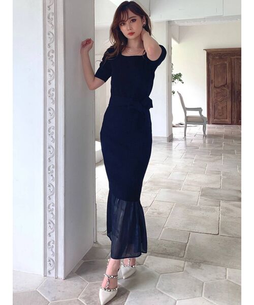 RESEXXY（リゼクシー）の「異素材ヘム2WAYワンピース（ワンピース・レディース・ブラック/アイボリー/ブルー・FREE）」の19枚目の写真