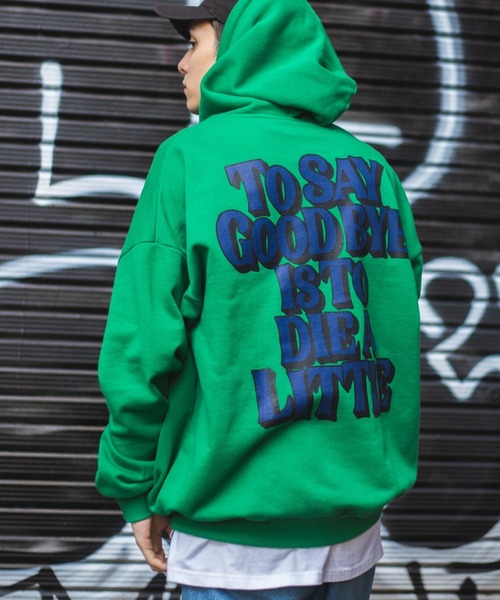 WEGO（ウィゴー）の「WEGO/ヘビーウエイト グラフィティロゴビッグシルエットプルパーカー（パーカー・メンズ・ブラック/ダークグリーン/オレンジ/オートミール/ホワイト/グリーン/スミクロ/その他1・MEDIUM/LARGE/X-LARGE）」の7枚目の写真