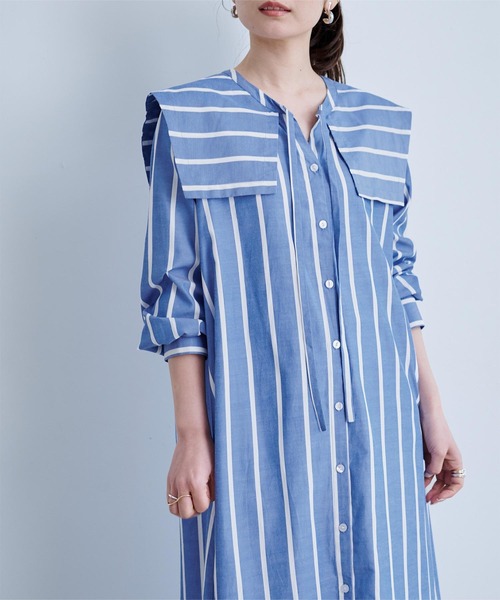 titivate（ティティベイト）の「ﾘﾎﾞﾝ付ｾｰﾗｰｶﾗｰﾜﾝﾋﾟｰｽ（シャツワンピース・レディース・ブルー系その他/ブラック/オフホワイト・M/L/S）」の16枚目の写真