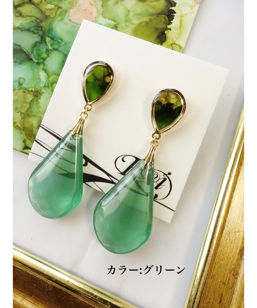 tone(トーン)の「【零-Rei-】瞬きシリーズ 大ぶりクリスタルドロップピアス(MA)(ピアス(両耳用)・レディース・クリア/ブルー/ブラウン/グリーン/パープル/レッド/バイオレット/ワインレッド/シャンパン・FREE)」の11枚目の写真