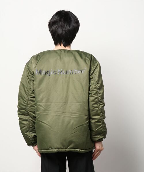 MAGIC NUMBER(マジック ナンバー)の「【MAGIC NUMBER】REVERSIBLE MA-COACH JK(ノーカラージャケット・メンズ・ブラック/オリーブ・MEDIUM/LARGE/X-LARGE)」の6枚目の写真