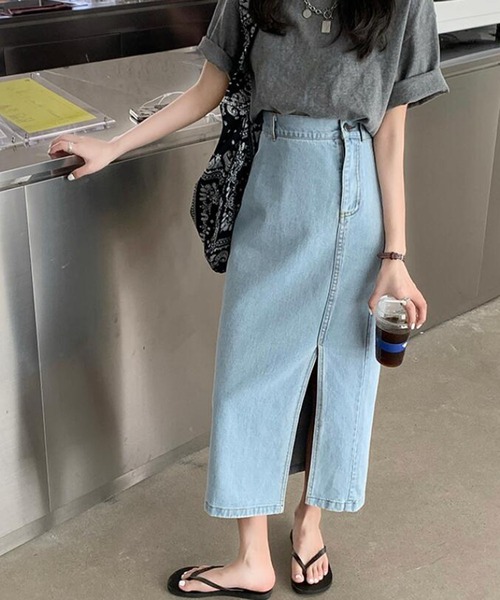 Bifrost（ビフレスト）の「デニムスリットマキシスカート（スカート・レディース・ライトブルー/ダークブルー・M/L）」の14枚目の写真