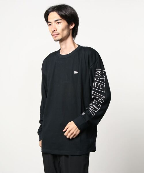 NEW ERA(ニューエラ)の「NEW ERA/ニューエラ ルーズシルエット スリーブロゴロンT 12855357(Tシャツ/カットソー・メンズ・ブラック・M/XL/L)」の4枚目の写真