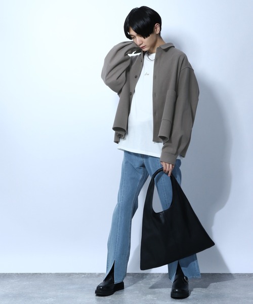 HARE(ハレ)の「ウーリーテックオーバーサイズシャツ(HARE)(シャツ/ブラウス・メンズ・オフホワイト/ブラック/ブラウン/サンドベージュ・SMALL/MEDIUM)」の22枚目の写真