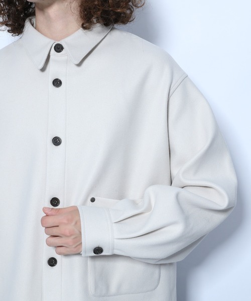 HARE(ハレ)の「ウーリーテックオーバーサイズシャツ(HARE)(シャツ/ブラウス・メンズ・オフホワイト/ブラック/ブラウン/サンドベージュ・SMALL/MEDIUM)」の7枚目の写真