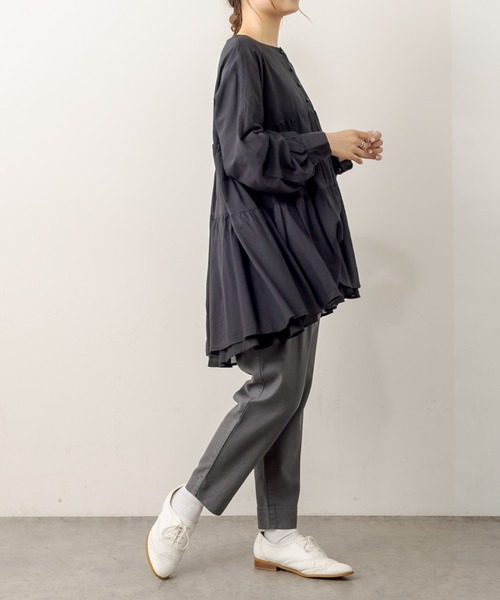 PUAL CE CIN（ピュアルセシン）の「綿麻ストレッチテーパードパンツ（その他パンツ・レディース・アイボリー/ブラック/グレー/ベージュ・FREE）」の4枚目の写真