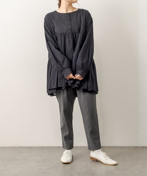 PUAL CE CIN（ピュアルセシン）の「綿麻ストレッチテーパードパンツ（その他パンツ・レディース・アイボリー/ブラック/グレー/ベージュ・FREE）」の18枚目の写真