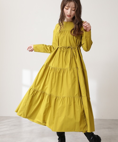 N.（N. Natural Beauty Basic）（エヌエヌナチュラルビューティーベーシック）の「ティアード長袖ワンピース（ワンピース・レディース・ブラック/イエロー/ブルー/ブラウン・MEDIUM）」の4枚目の写真