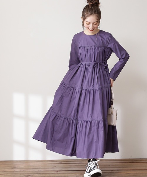 N.（N. Natural Beauty Basic）（エヌエヌナチュラルビューティーベーシック）の「ティアード長袖ワンピース（ワンピース・レディース・ブラック/イエロー/ブルー/ブラウン・MEDIUM）」の3枚目の写真