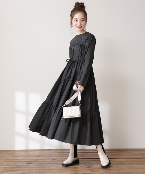 N.（N. Natural Beauty Basic）（エヌエヌナチュラルビューティーベーシック）の「ティアード長袖ワンピース（ワンピース・レディース・ブラック/イエロー/ブルー/ブラウン・MEDIUM）」の7枚目の写真