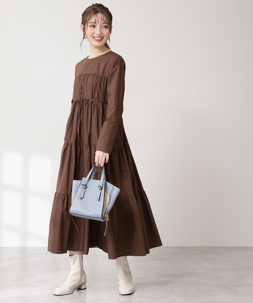 N.（N. Natural Beauty Basic）（エヌエヌナチュラルビューティーベーシック）の「ティアード長袖ワンピース（ワンピース・レディース・ブラック/イエロー/ブルー/ブラウン・MEDIUM）」の10枚目の写真