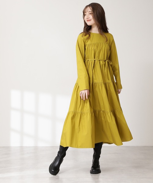 N.（N. Natural Beauty Basic）（エヌエヌナチュラルビューティーベーシック）の「ティアード長袖ワンピース（ワンピース・レディース・ブラック/イエロー/ブルー/ブラウン・MEDIUM）」の14枚目の写真