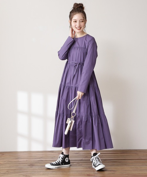 N.（N. Natural Beauty Basic）（エヌエヌナチュラルビューティーベーシック）の「ティアード長袖ワンピース（ワンピース・レディース・ブラック/イエロー/ブルー/ブラウン・MEDIUM）」の18枚目の写真