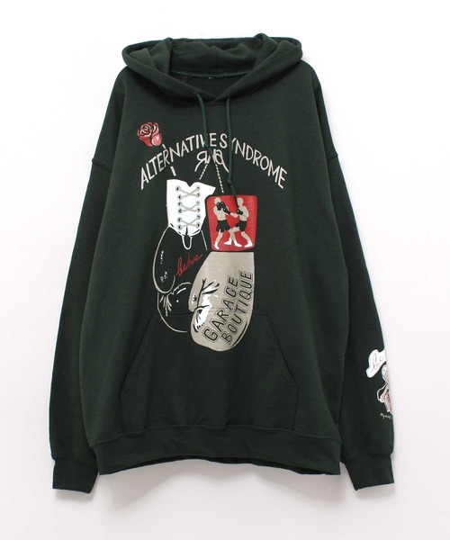RNA（アールエヌエー）の「M1791 ガレージボクサープリントパーカー（パーカー・レディース・ブラック/モスグリーン/ラベンダー・MEDIUM）」の3枚目の写真