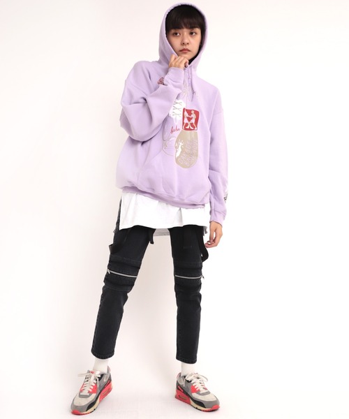 RNA（アールエヌエー）の「M1791 ガレージボクサープリントパーカー（パーカー・レディース・ブラック/モスグリーン/ラベンダー・MEDIUM）」の7枚目の写真