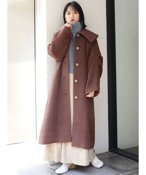 MURUA（ムルーア）の「ビッグカラーマキシコート（ステンカラーコート・レディース・パープル/ブラウン・1/2）」の8枚目の写真