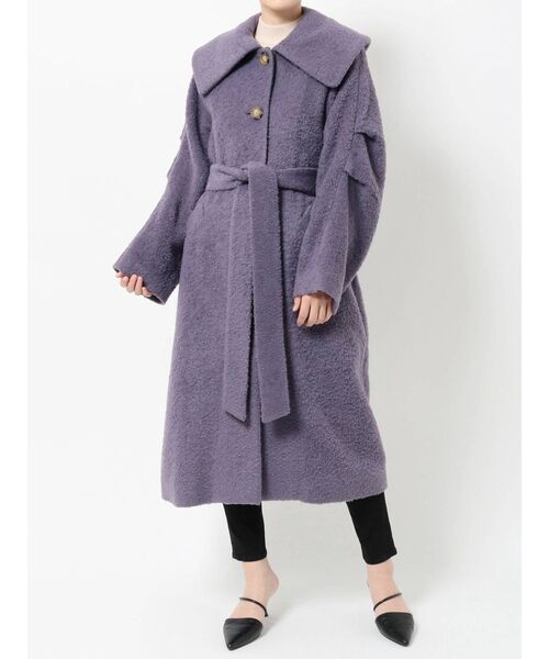MURUA（ムルーア）の「ビッグカラーマキシコート（ステンカラーコート・レディース・パープル/ブラウン・1/2）」の7枚目の写真