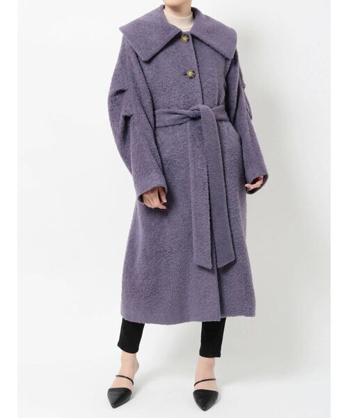 MURUA（ムルーア）の「ビッグカラーマキシコート（ステンカラーコート・レディース・パープル/ブラウン・1/2）」の3枚目の写真