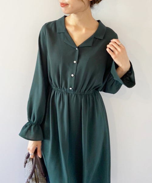 OLIVE des OLIVE（オリーブデオリーブ）の「【WEB限定】BACKリボン開襟長袖ワンピース（ワンピース・レディース・サックスブルー/ボルドー/ブラック/グリーン・FREE）」の3枚目の写真