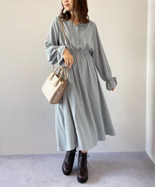 OLIVE des OLIVE（オリーブデオリーブ）の「【WEB限定】BACKリボン開襟長袖ワンピース（ワンピース・レディース・サックスブルー/ボルドー/ブラック/グリーン・FREE）」の5枚目の写真