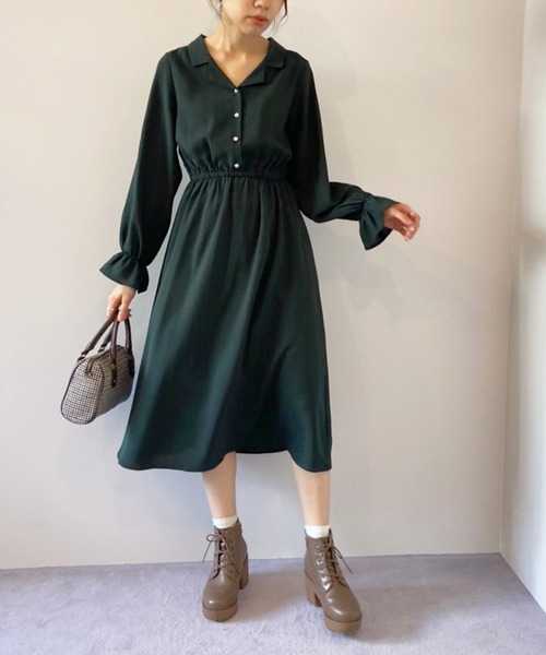 OLIVE des OLIVE（オリーブデオリーブ）の「【WEB限定】BACKリボン開襟長袖ワンピース（ワンピース・レディース・サックスブルー/ボルドー/ブラック/グリーン・FREE）」の8枚目の写真