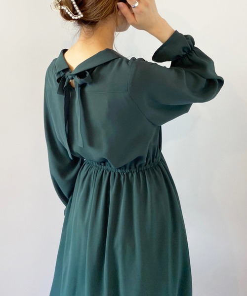 OLIVE des OLIVE（オリーブデオリーブ）の「【WEB限定】BACKリボン開襟長袖ワンピース（ワンピース・レディース・サックスブルー/ボルドー/ブラック/グリーン・FREE）」の11枚目の写真