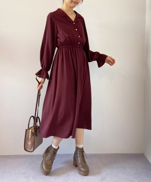 OLIVE des OLIVE（オリーブデオリーブ）の「【WEB限定】BACKリボン開襟長袖ワンピース（ワンピース・レディース・サックスブルー/ボルドー/ブラック/グリーン・FREE）」の12枚目の写真