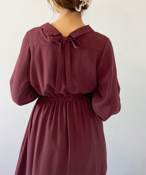 OLIVE des OLIVE（オリーブデオリーブ）の「【WEB限定】BACKリボン開襟長袖ワンピース（ワンピース・レディース・サックスブルー/ボルドー/ブラック/グリーン・FREE）」の14枚目の写真