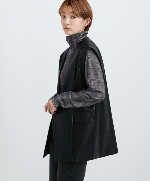 select MOCA(セレクトモカ)の「2021 AW タートルネックチェック柄トップス(Tシャツ/カットソー・レディース・ブラック/サックスブルー/グリーン・FREE)」の14枚目の写真