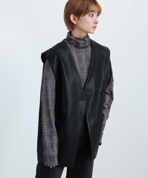 select MOCA(セレクトモカ)の「2021 AW タートルネックチェック柄トップス(Tシャツ/カットソー・レディース・ブラック/サックスブルー/グリーン・FREE)」の15枚目の写真