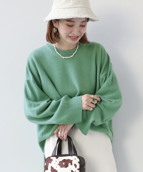 Simplicite（サンプリシテ）の「カシミール ウールチュニックプルオーバー◆（ニット/セーター・レディース・ブラウン/ベージュ/グリーン・FREE）」の3枚目の写真