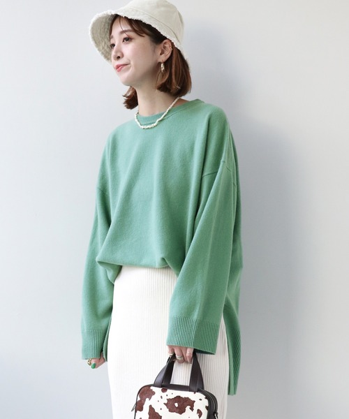 Simplicite（サンプリシテ）の「カシミール ウールチュニックプルオーバー◆（ニット/セーター・レディース・ブラウン/ベージュ/グリーン・FREE）」の6枚目の写真