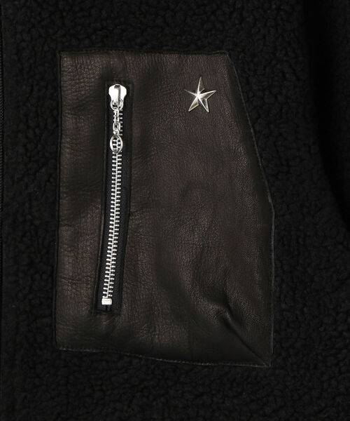 schott(ショット)の「LEATHER POCKET PILE JACKET/レザー ポケットパイル ジャケット(ブルゾン・メンズ・ホワイト/ブラック/オリーブ・MEDIUM/LARGE/X-LARGE/XX-LARGE)」の9枚目の写真