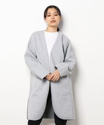 Samansa Mos2 blue | ダブルフェイストッパーコート(ノーカラーコート)