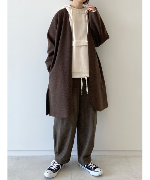 Samansa Mos2 blue（サマンサモスモスブルー）の「ダブルフェイストッパーコート（ノーカラーコート・レディース・ベージュ/グレー/ブラウン・ﾌﾘ-）」の2枚目の写真