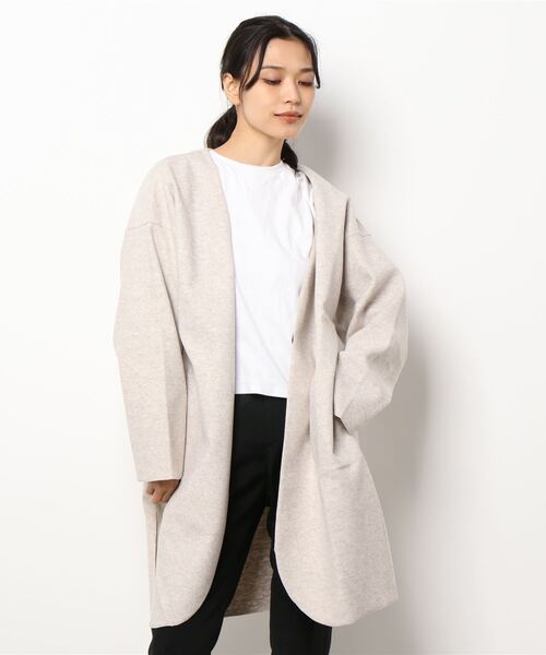 Samansa Mos2 blue（サマンサモスモスブルー）の「ダブルフェイストッパーコート（ノーカラーコート・レディース・ベージュ/グレー/ブラウン・ﾌﾘ-）」の7枚目の写真