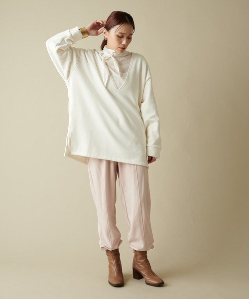 Omekashi（オメカシ）の「ジャージジョガーパンツ（スウェットパンツ・レディース・ブラック/アイボリー/オフホワイト・FREE）」の5枚目の写真